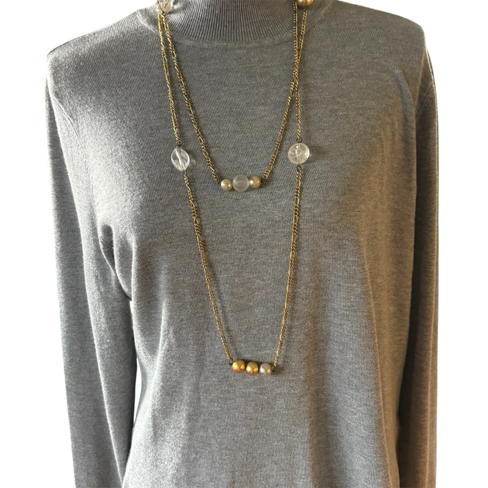 Elegant Gold tone chain Beaded Necklace
